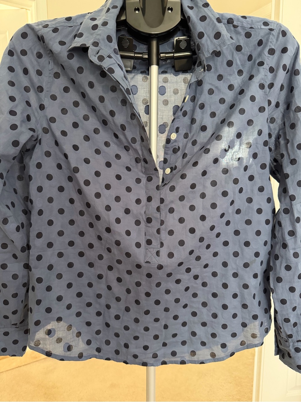 J. Crew Blue Button-Down Polka Dot Shirt